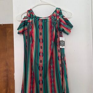 Colorful Striped Cold Shoulder Dress